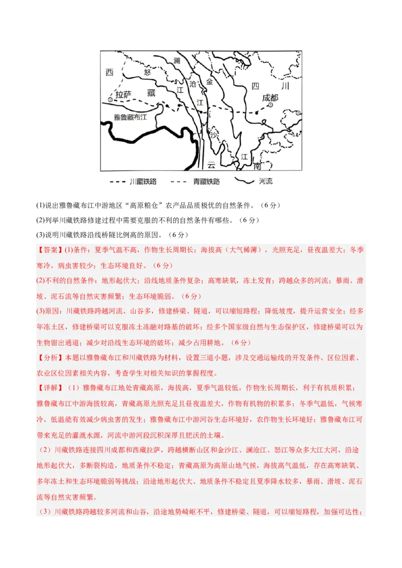 专题28西北地区、青藏地区（专项训练）-必刷题2025年高考地理一轮复习区域地理专项训练（解析版）_9.2025地理总复习_2025年新高考资料_一轮复习