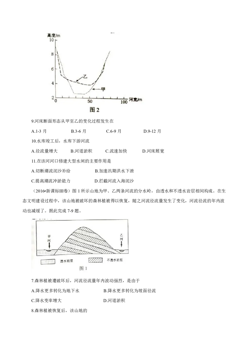 专题04地球上的水（原卷版）_9.2025地理总复习_2023年新高考复习资料_专项复习_十年高考真题地理分项解析_十年高考真题地理分项解析（第1-6专题）