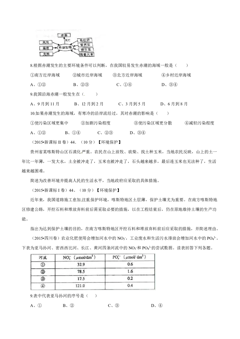 专题17环境保护原卷版_9.2025地理总复习_2023年新高考复习资料_专项复习_十年高考真题地理分项解析_十年高考真题地理分项解析（第13-17专题）