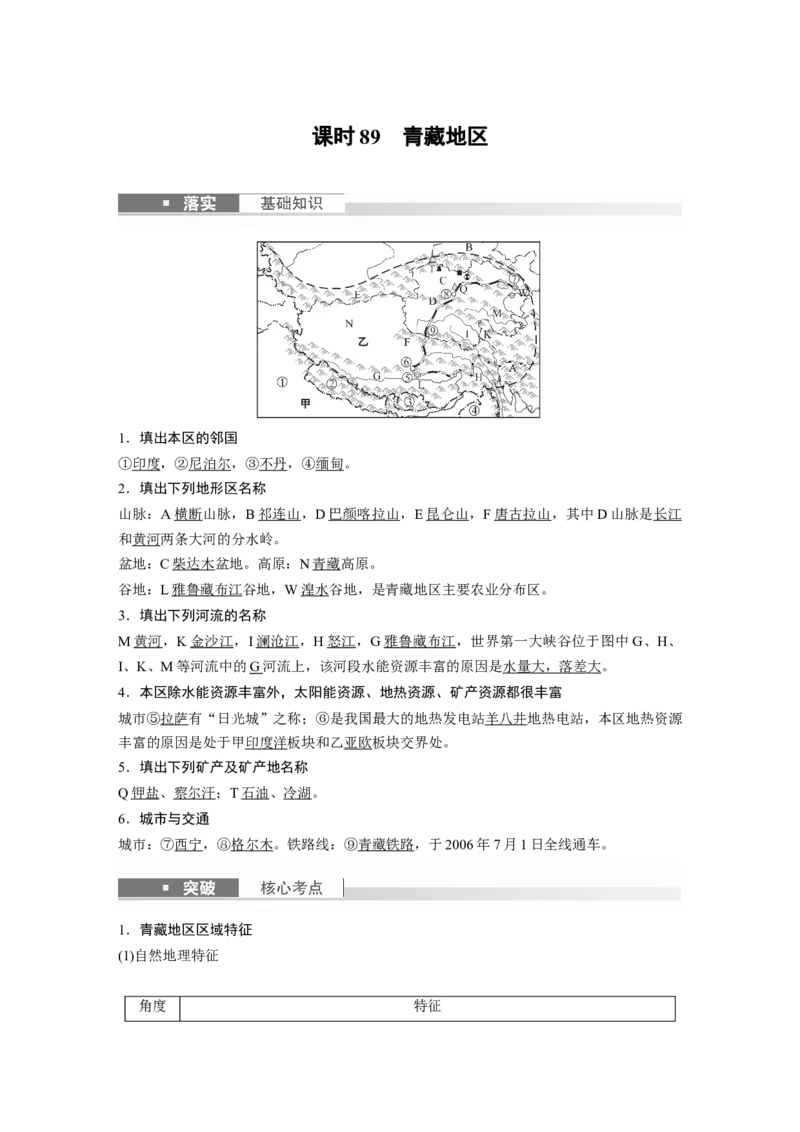 2024年高考地理一轮复习（新人教版）第5部分　第2章　第2讲　课时89　青藏地区_9.2025地理总复习_2024年新高考资料_1.2024一轮复习_2024年高考地理一轮复习讲义（新人教版）