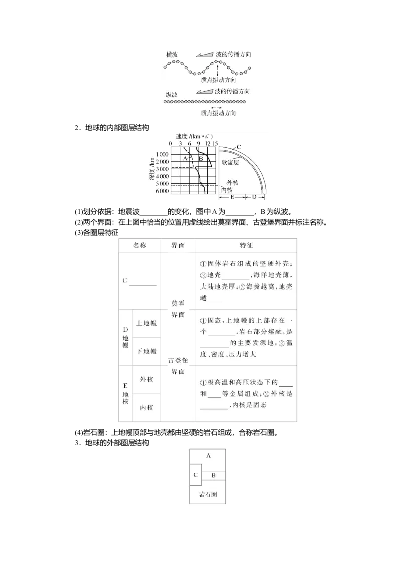 2025届高中地理人教版一轮复习第6课时导学案：地球的历史与圈层结构_9.2025地理总复习_2025年新高考资料_一轮复习_人教版2025届高中地理一轮复习知识梳理(课件+导学案+练习)