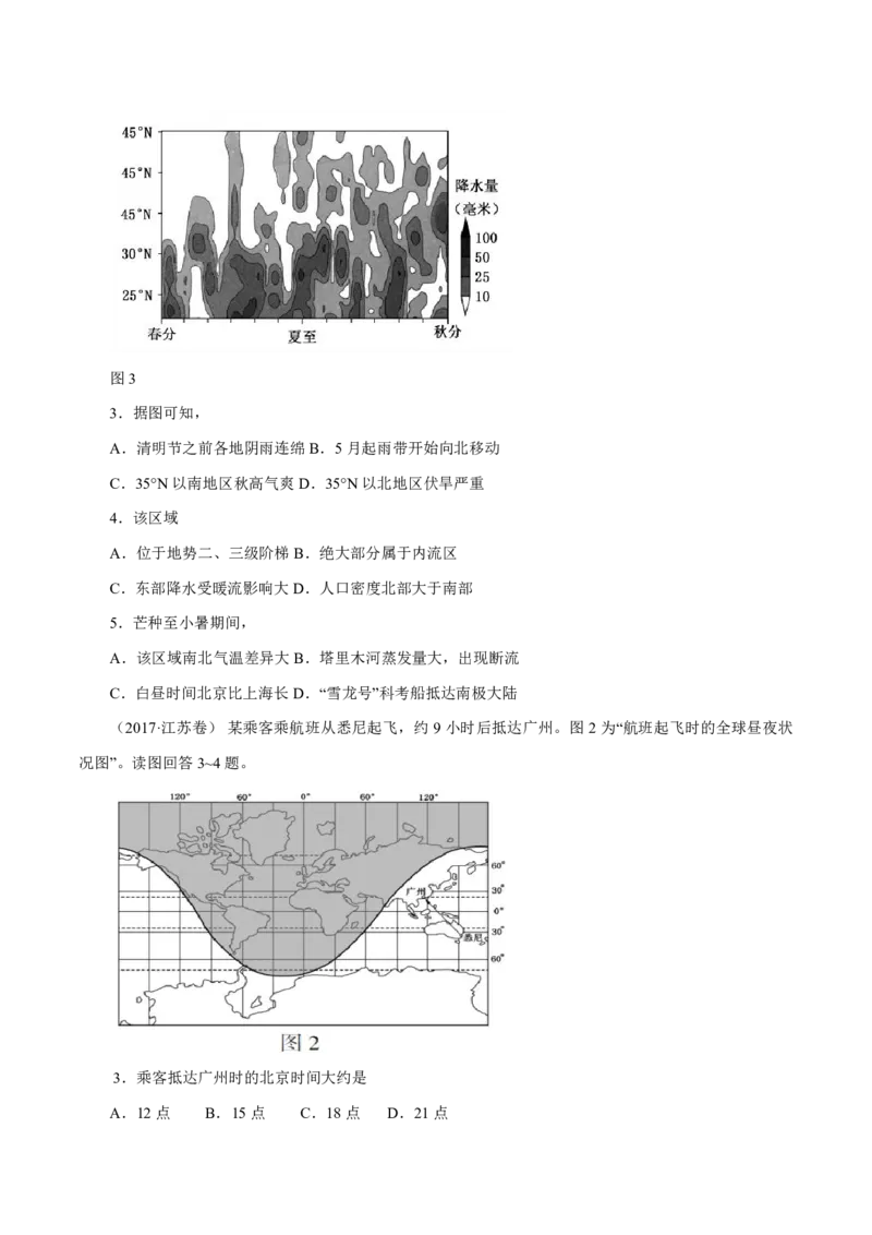 专题02行星地球（原卷版）_9.2025地理总复习_2023年新高考复习资料_专项复习_十年高考真题地理分项解析_十年高考真题地理分项解析（第1-6专题）