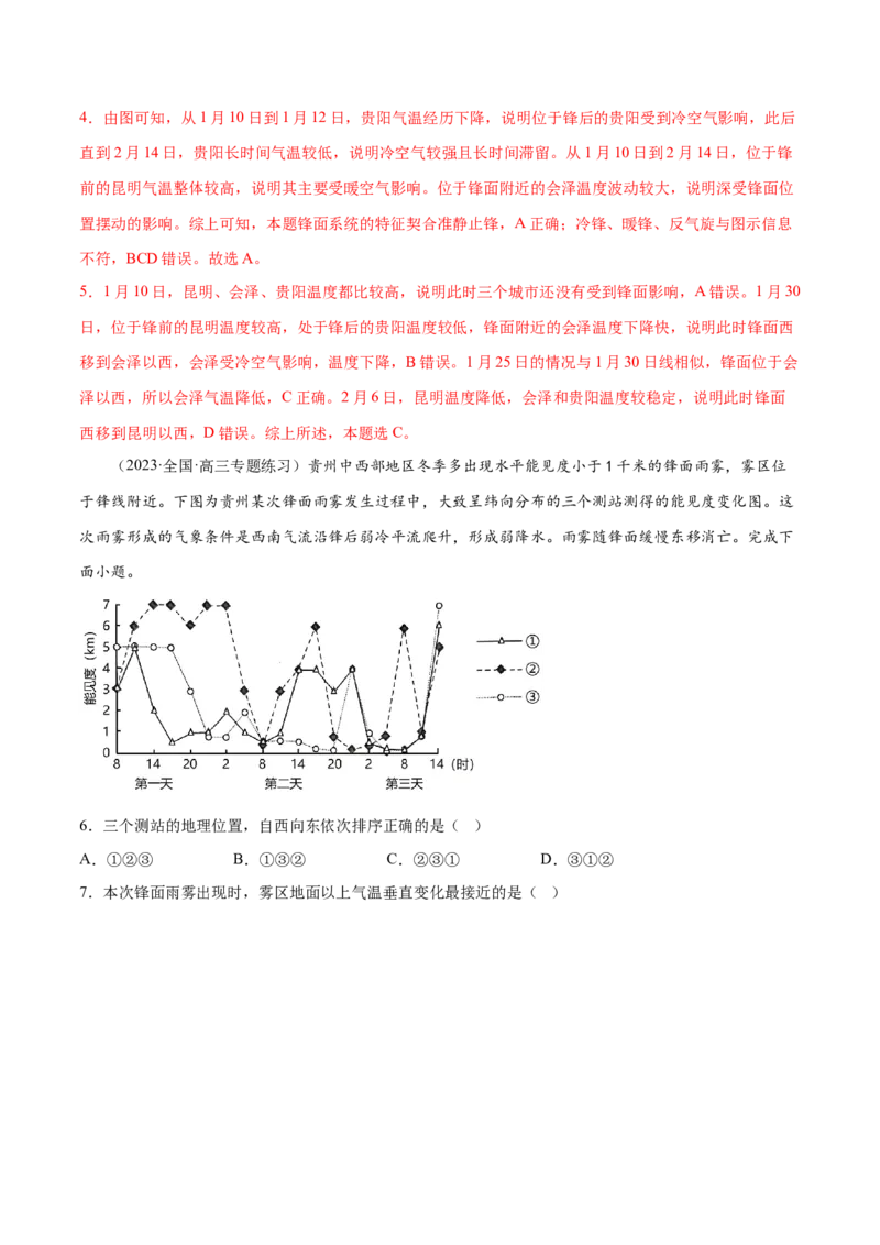 4.6天气系统-备战2024年高考地理一轮复习微专题微考点专项训练（全国通用）（解析版）_9.2025地理总复习_2024年新高考资料_3.2024专项复习
