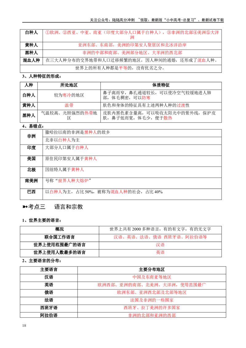 阶段背记02世界地理概况（晨读晚默）（答案版）_02中考总复习（2026版更新中）_09-地理-中考总复习_2024年中考复习资料_一轮复习_❤2024年中考地理一轮复习讲练测（全国通用）_晨读晚默