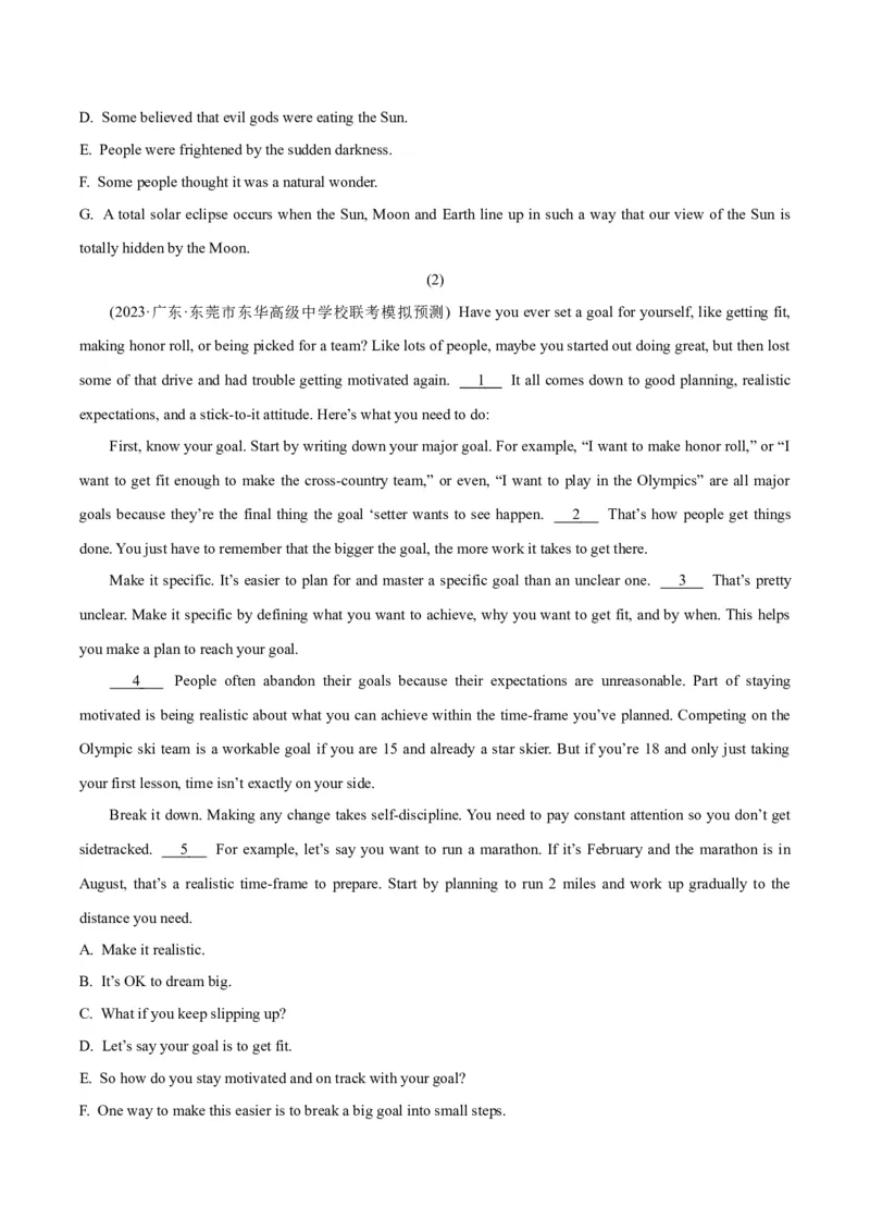 专题14阅读七选五-2024年高考英语二轮热点题型归纳与变式演练（新高考通用）（原卷版）_3.2025英语总复习_2024年新高考资料_2.2024二轮复习_专题14+阅读七选五-2024年高考英语二轮