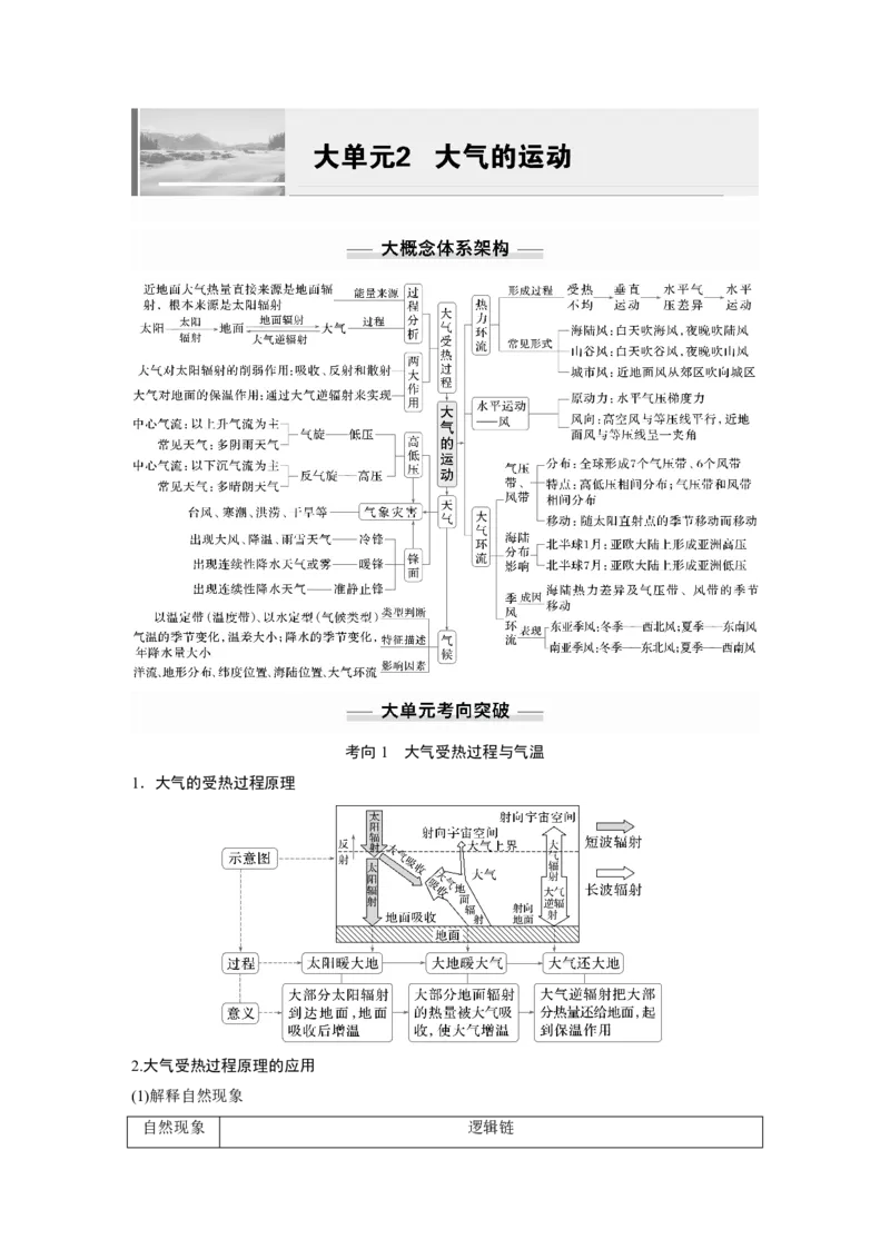2025年高考地理二轮复习配套讲义通用版大单元2　大气的运动_9.2025地理总复习_2025年新高考资料_二轮复习_2025年高考地理二轮复习配套讲义通用版（解析版）