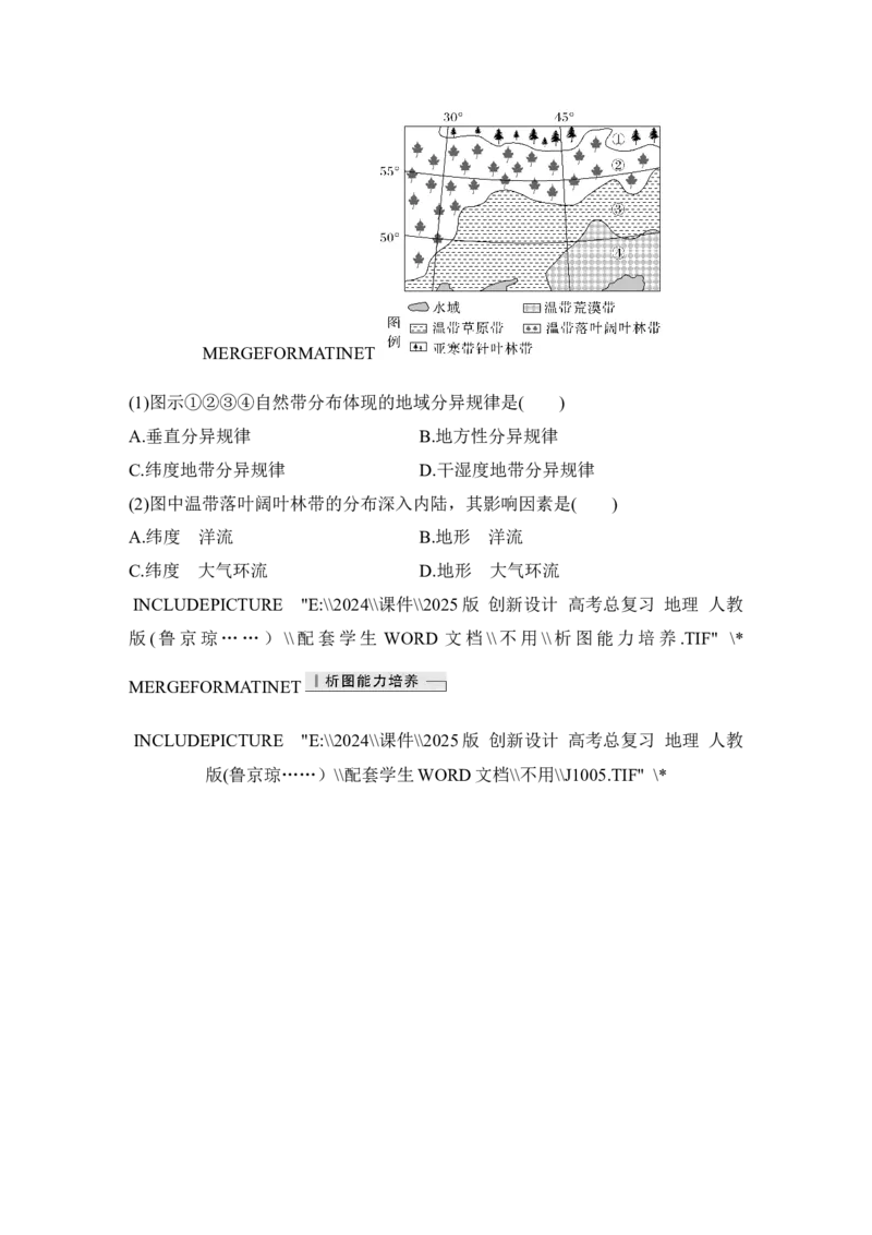 2025届高中地理一轮复习讲义：第一部分自然地理第八单元自然环境的整体性与差异性第41课时　陆地地域分异规律　地方性分异规律（学生版）_9.2025地理总复习_2025年新高考资料_一轮复习