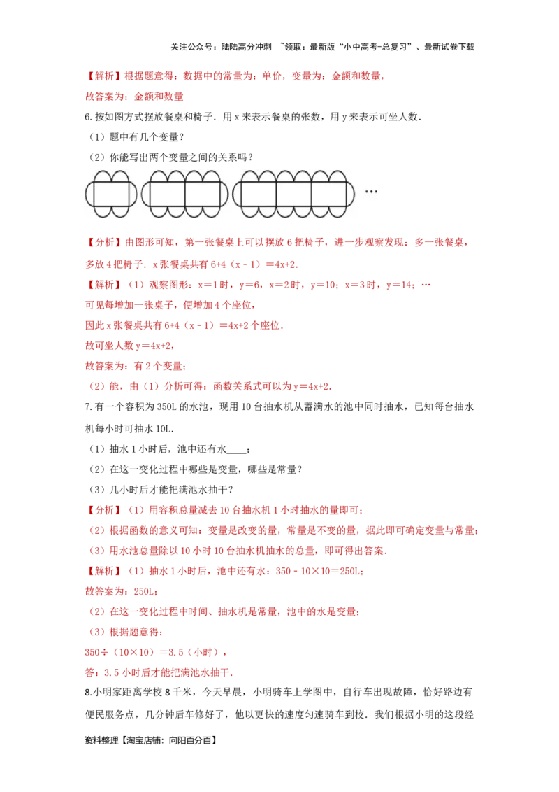第2讲变量和函数及其图象性质探究（题型突破+专题精练）（解析版）_02中考总复习（2026版更新中）_02-数学-中考总复习_2024年中考复习资料_一轮复习资料_第三章函数_题型突破+专题精练