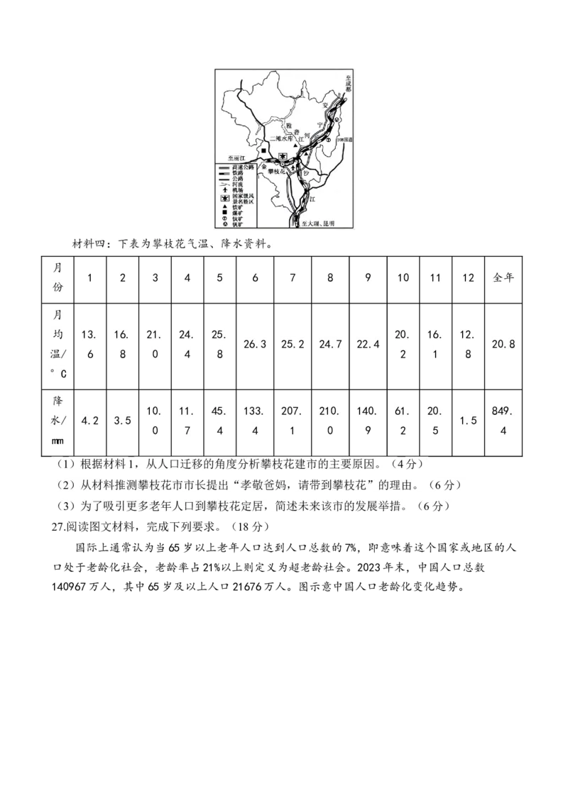 专题八人口的变化&mdash;2025届高考地理考点剖析同步练习（含答案解析）_9.2025地理总复习_2025年新高考资料_一轮复习_2025届高考地理一轮复习考点剖析同步练习（含答案解析）