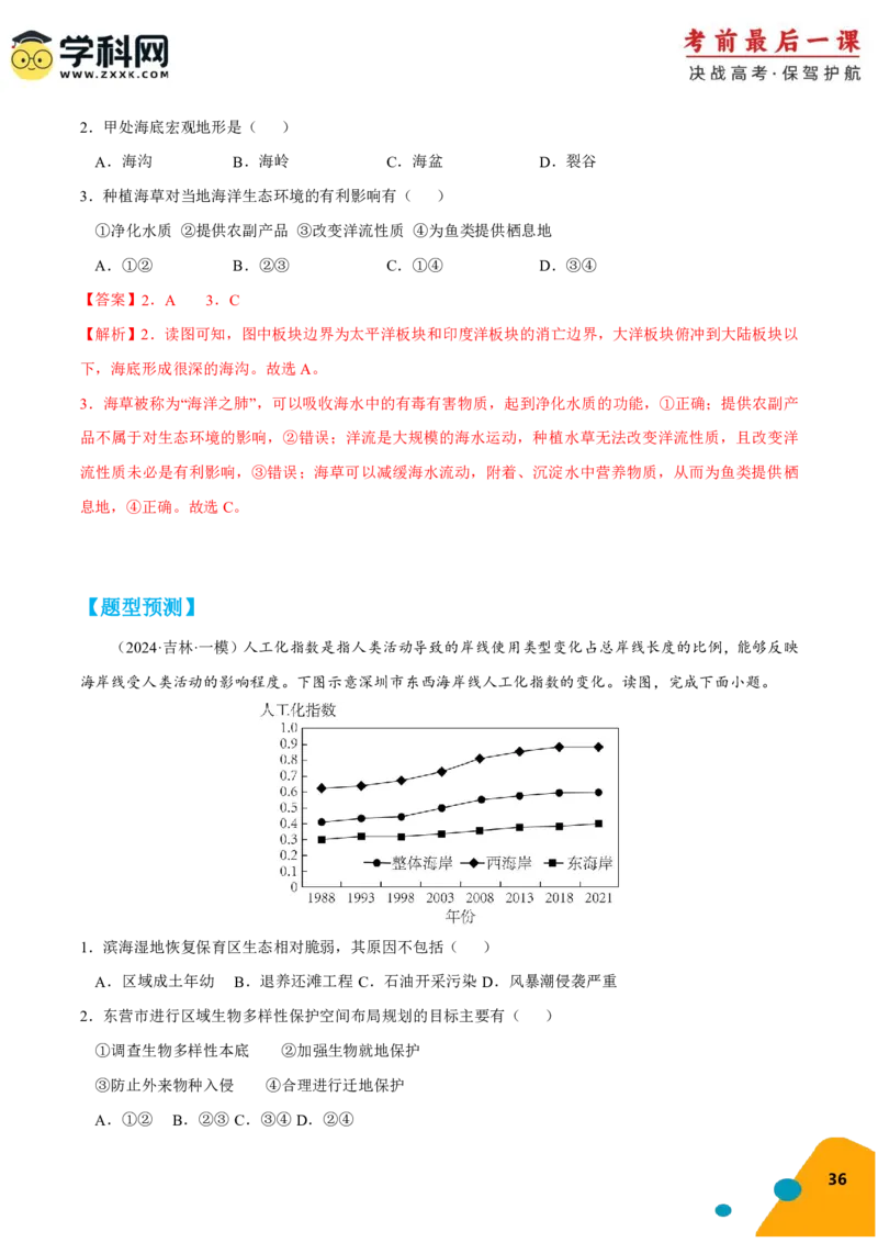 地理-2024年高考考前最后一课_9.2025地理总复习_2024年新高考资料_5.2024三轮冲刺_地理（含PDF版，可直接打印）-2024年高考考前最后一课