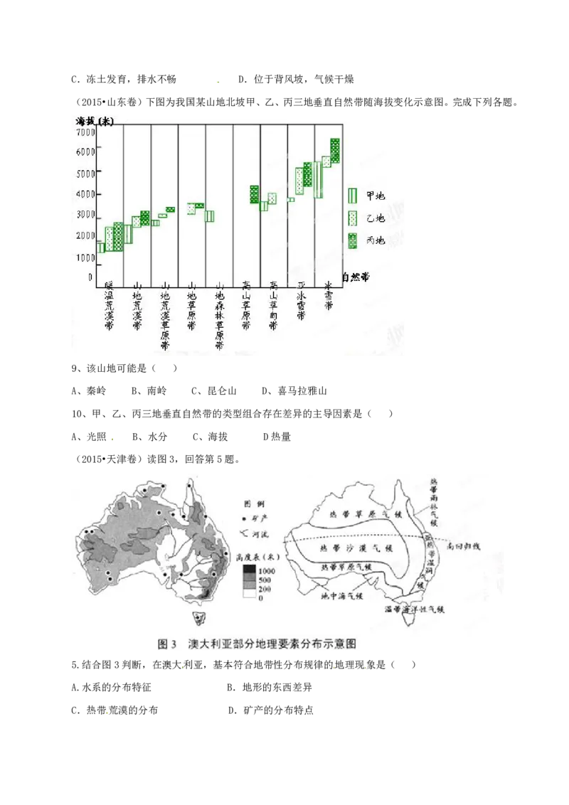 专题06自然地理环境的整体性与差异性（原卷版）_9.2025地理总复习_2023年新高考复习资料_专项复习_十年高考真题地理分项解析_十年高考真题地理分项解析（第1-6专题）