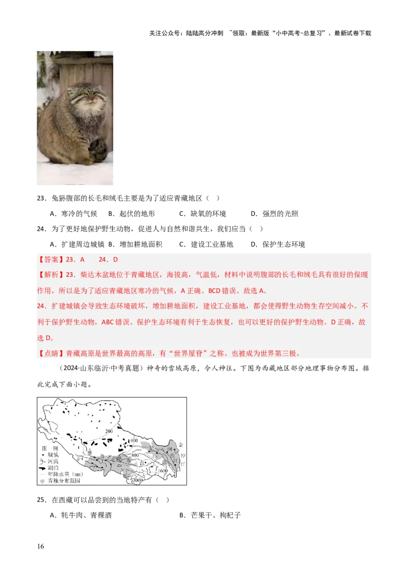 重难点15西北地区和青藏地区（4大重难+命题预测+新考法）-2025中考地理热点&middot;重点&middot;难点专练（全国通用）（解析版）_02中考总复习（2026版更新中）_09-地理-中考总复习_重点专练