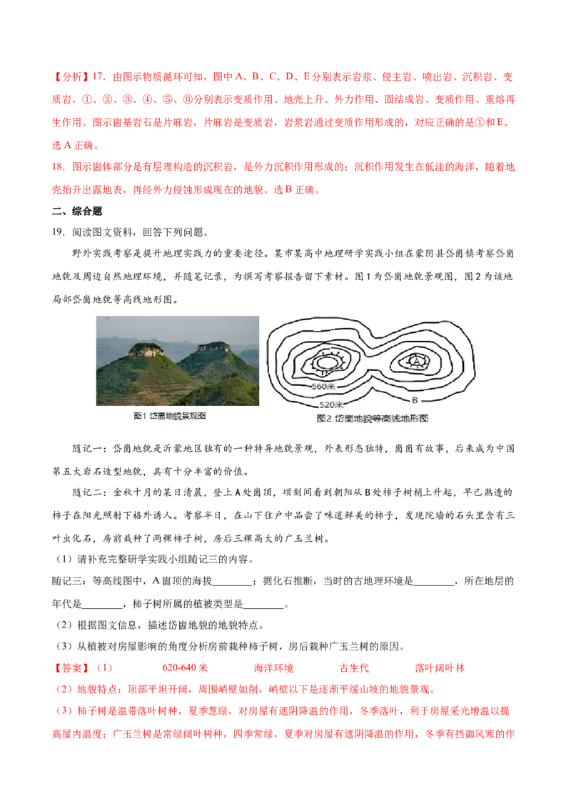 地理微考点：岱崮地貌（方山）的形成过程图-备战2023年高考总复习地理微考点狙击与专项突破_9.2025地理总复习_2023年新高考复习资料_专项复习