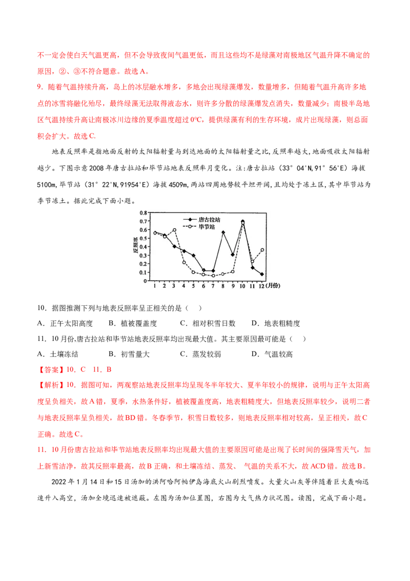 地理微考点：阳伞效应、大气的保温效应-2023年高考总复习地理微考点狙击与专项突破_9.2025地理总复习_2023年新高考复习资料_专项复习_备战2023年高考地理总复习微考点狙击与专项测练