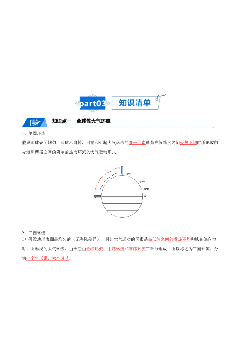 专题05大气环流与气候-口袋书2024年高考地理一轮复习知识清单_9.2025地理总复习_2024年新高考资料_1.2024一轮复习_2024年高考地理一轮复习知识清单