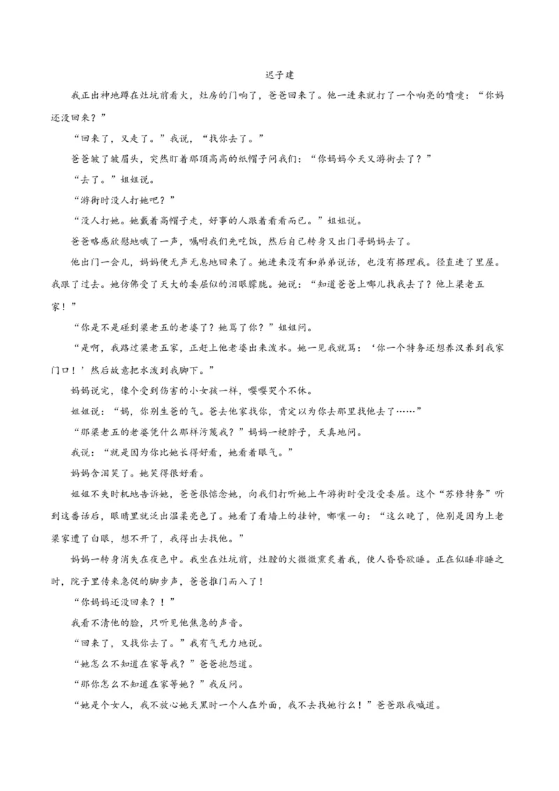 专题07小说情节梳理和叙事艺术鉴赏（练习）-2024年高考语文二轮复习讲练测（新教材新高考）(解析版)(1)_1.2025语文总复习_2024年新高考资料_2.2024二轮复习