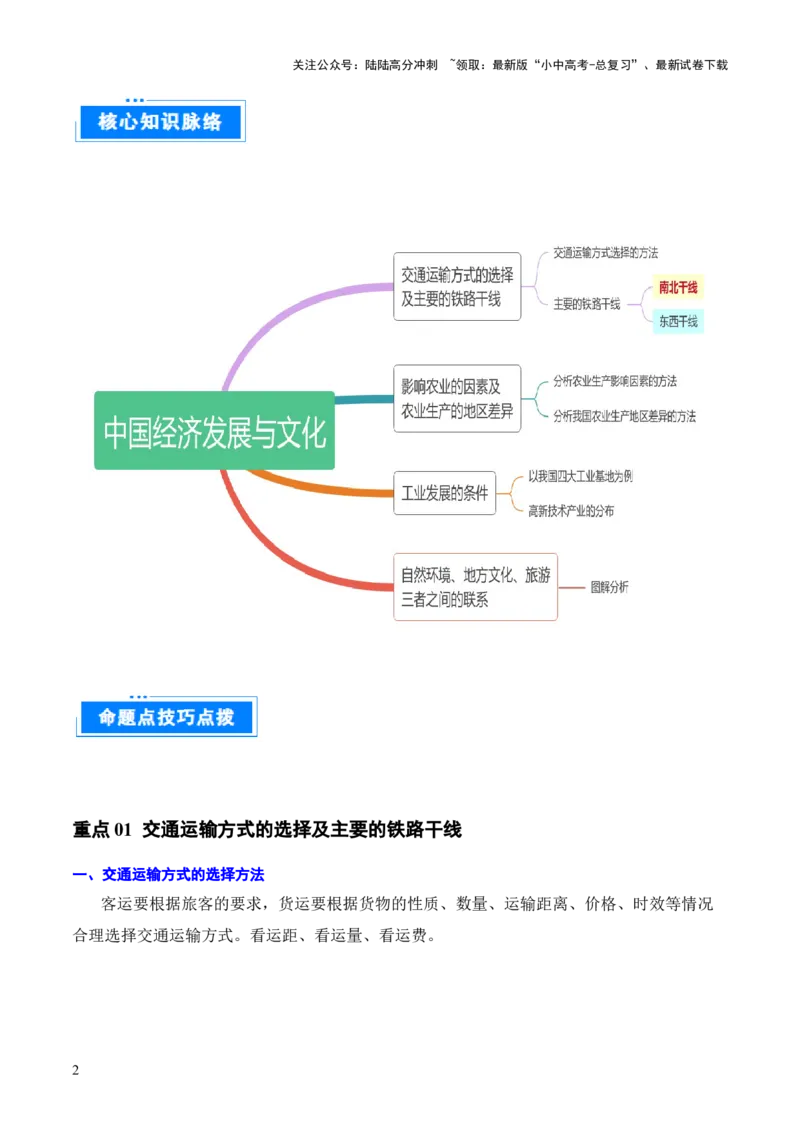 重难点12中国的经济发展与文化（4大重难+命题预测+新考法）-2025中考地理热点&middot;重点&middot;难点专练（全国通用）_02中考总复习（2026版更新中）_09-地理-中考总复习_2025中考地理复习资料