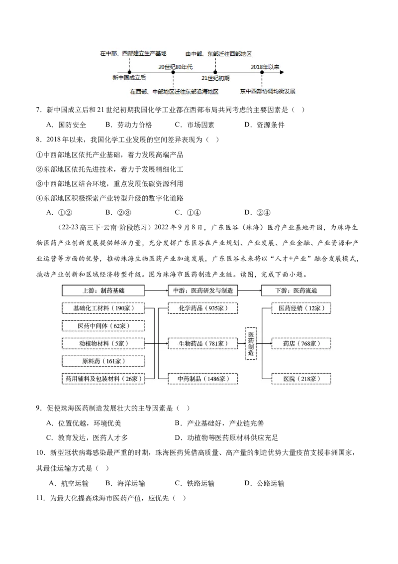 专题24中国的工业（专项训练）-必刷题2025年高考地理一轮复习区域地理专项训练（原卷版）_9.2025地理总复习_2025年新高考资料_一轮复习