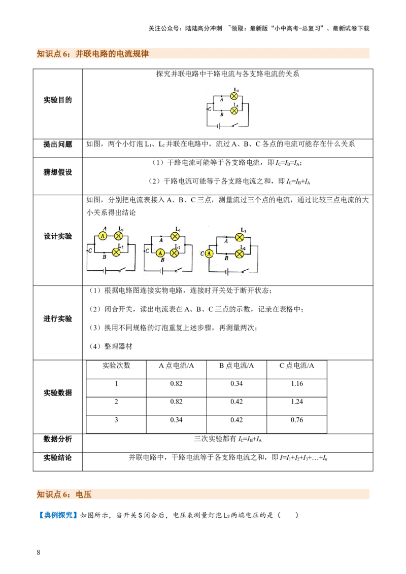 通关08电荷、电流、电压和电阻-备战2024年中考物理抢分秘籍（全国通用）（原卷版）_02中考总复习（2026版更新中）_04-物理-中考总复习_2024年中考复习资料_三轮复习