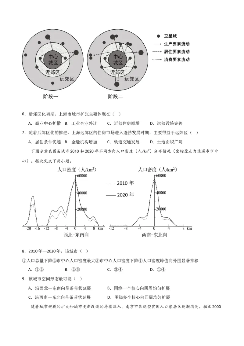 单元提升卷09城市-2024年高考地理一轮复习考点通关卷（新高考通用）（原卷版）_9.2025地理总复习_2024年新高考资料_1.2024一轮复习_2024年高考地理一轮复习考点通关卷（新高考通用）