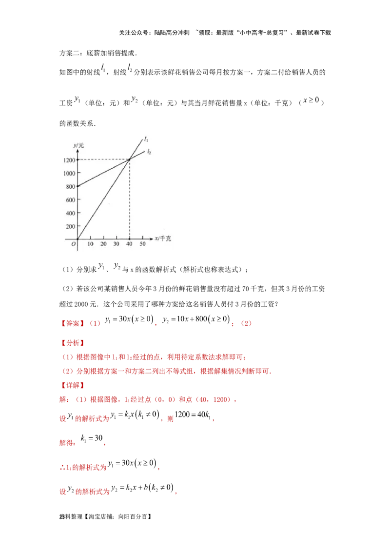 第4讲一次函数的综合应用（题型突破+专题精练）（解析版）_02中考总复习（2026版更新中）_02-数学-中考总复习_2024年中考复习资料_一轮复习资料_第三章函数_题型突破+专题精练