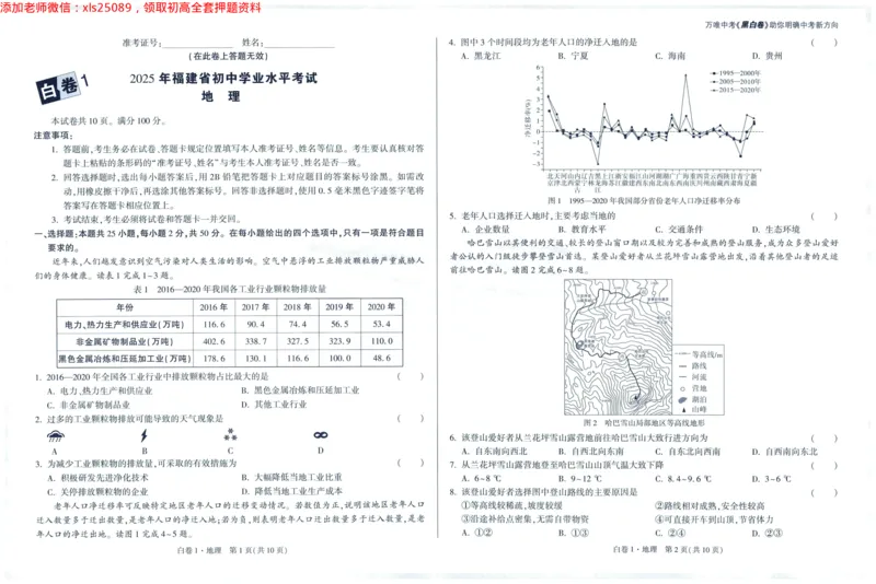 2025版WW黑白卷地理白卷_初中资料合集_万唯2025万唯中考《黑白卷-地生》多地版本（已更12省）_2025《万唯中考&bull;黑白卷》地生（福建）_2025版《WW中考黑白卷》（FJ专版）生地