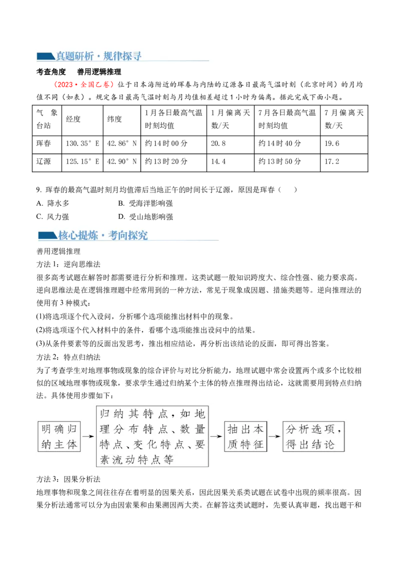 专题1选择题攻略（讲义）（原卷版）_9.2025地理总复习_2024年新高考资料_2.2024二轮复习_2024年高考地理二轮复习讲练测（新教材新高考）_攻略