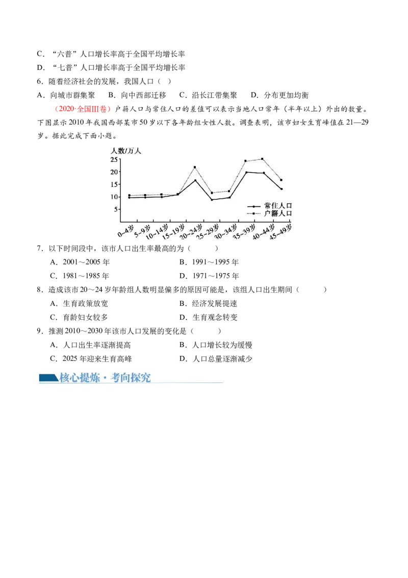 专题08人口与城市（讲义）（原卷版）_9.2025地理总复习_2024年新高考资料_2.2024二轮复习_2024年高考地理二轮复习讲练测（新教材新高考）