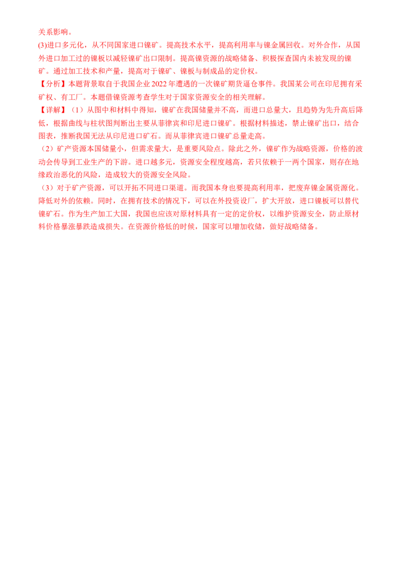 专题12自然资源与国家安全（练习）（解析版）_9.2025地理总复习_2024年新高考资料_2.2024二轮复习_2024年高考地理二轮复习讲练测（新教材新高考）