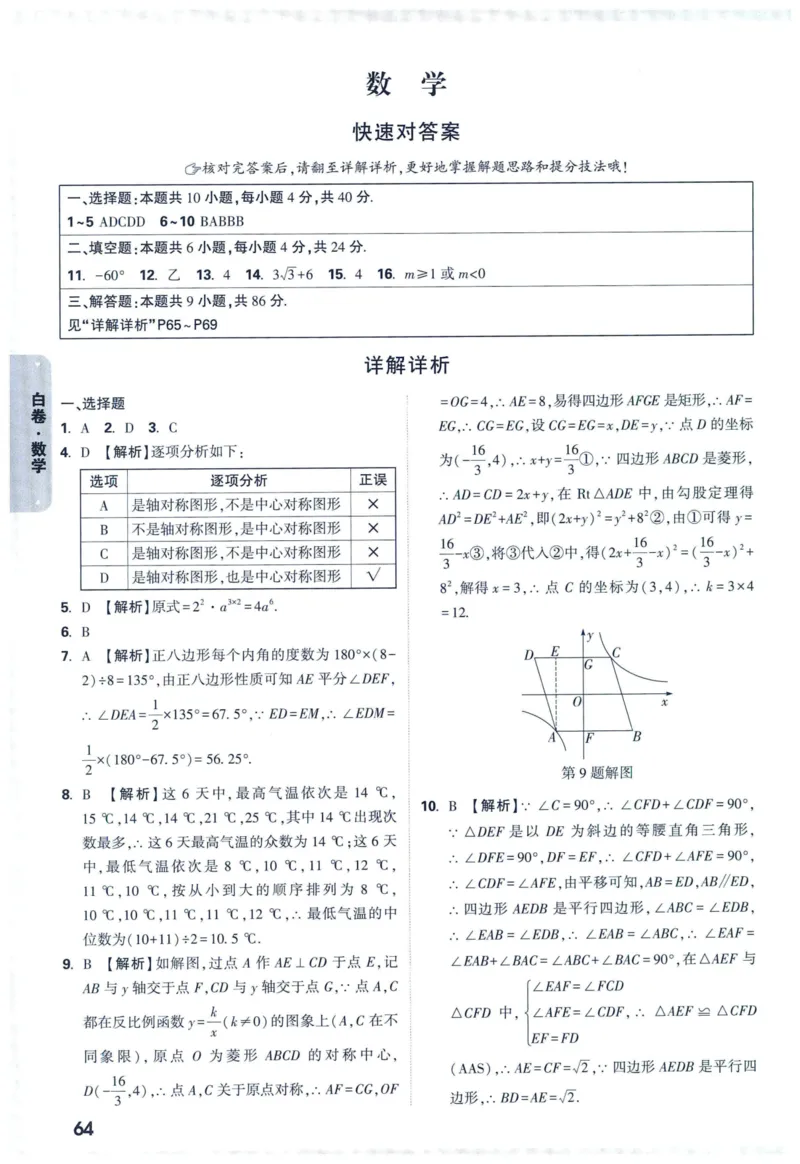 2025版《WW中考黑白卷》（FJ专版）7科答案详解详析_初中资料合集_2025《万唯中考&bull;黑白卷》多地方版（更30省）_2025《万唯中考&bull;黑白卷》7科全套（福建）