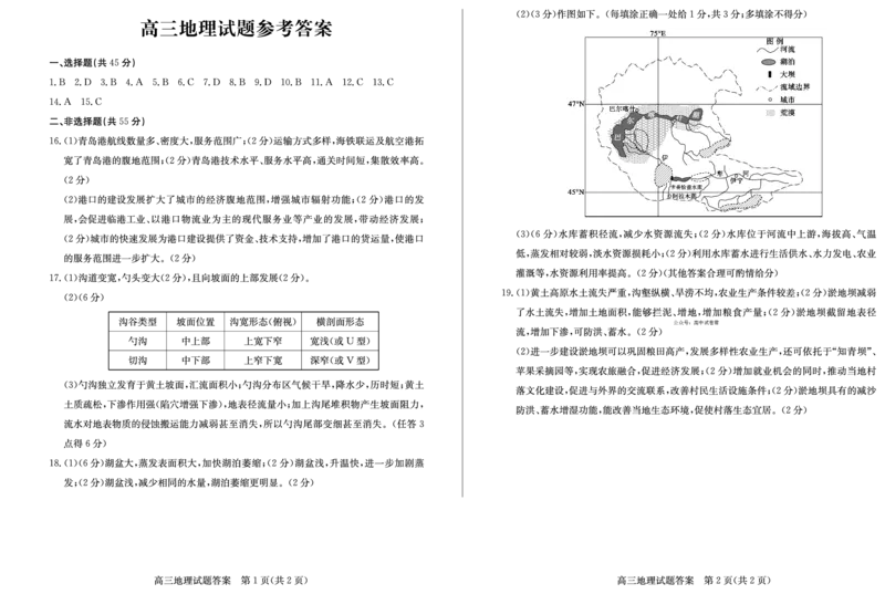 23德州自评自测-地理答案_9.2025地理总复习_2023年新高考复习资料_3地理高考模拟题_新高考_2023届山东德州高三线上教学自测自评卷地理_2023届山东德州高三线上教学自测自评卷地理