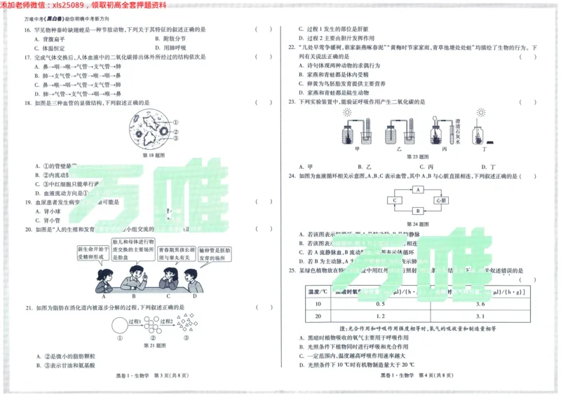 2025版WW黑白卷生物黑卷_初中资料合集_万唯2025万唯中考《黑白卷-地生》多地版本（已更12省）_2025《万唯中考&bull;黑白卷》地生（福建）_2025版《WW中考黑白卷》（FJ专版）生地