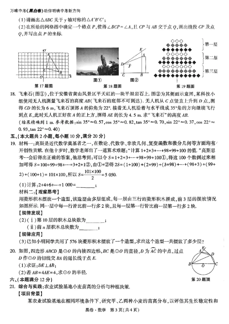 万唯黑卷数学_初中资料合集_2025《万唯中考&bull;黑白卷》多地方版（更30省）_2025《万唯中考&bull;黑白卷》7科全套（安徽）_A4版