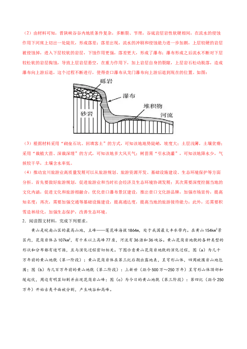 地理微考点：峡谷地貌的形成过程图-备战2023年高考总复习地理微考点狙击与专项突破_9.2025地理总复习_2023年新高考复习资料_专项复习_备战2023年高考地理总复习微考点狙击与专项测练