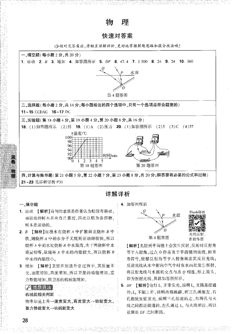 中考黑白卷-答案解析_32-35_初中资料合集_2025《万唯中考&bull;黑白卷》多地方版（更30省）_2025《万唯中考&bull;黑白卷》7科全套（安徽）_黑白卷-分开版_黑白卷-物理
