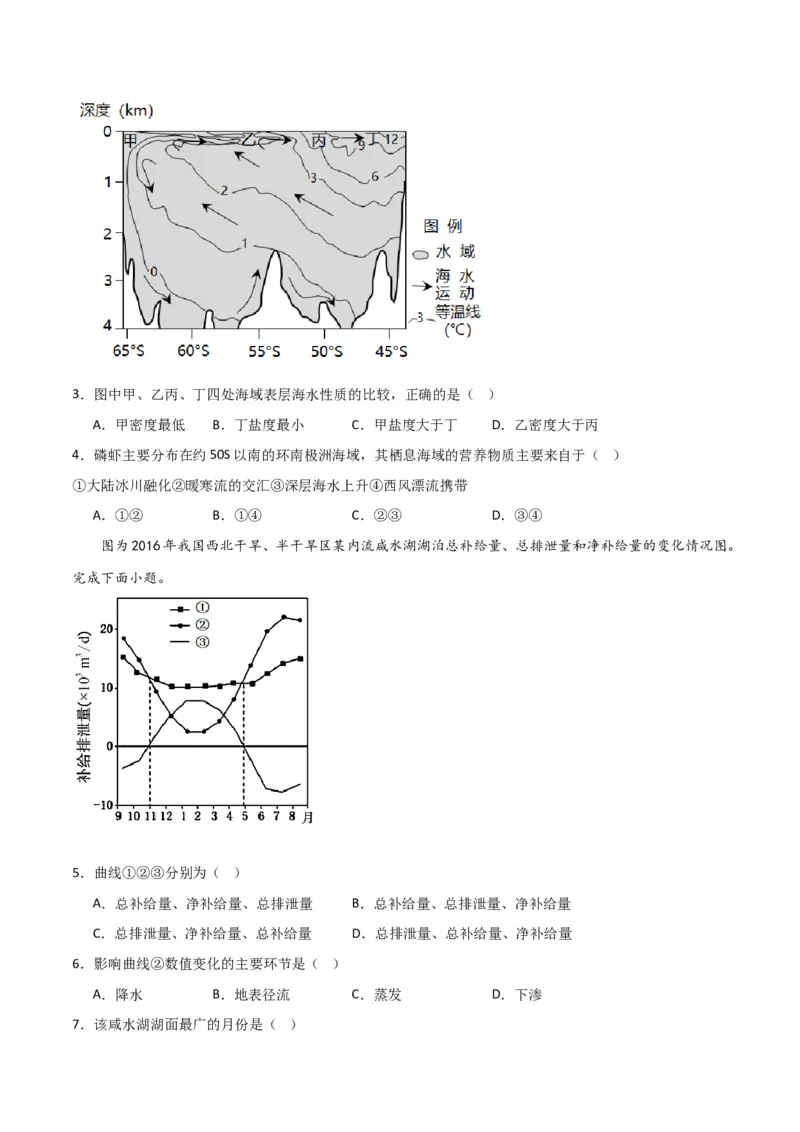 单元提升卷04地球上的水-2024年高考地理一轮复习考点通关卷（新高考通用）（原卷版）_9.2025地理总复习_2024年新高考资料_1.2024一轮复习_2024年高考地理一轮复习考点通关卷（新高考通用）