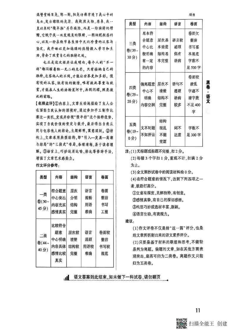 答案_初中资料合集_2025《万唯中考&bull;黑白卷》多地方版（更30省）_2025《万唯中考&bull;黑白卷》7科全套（湖南）