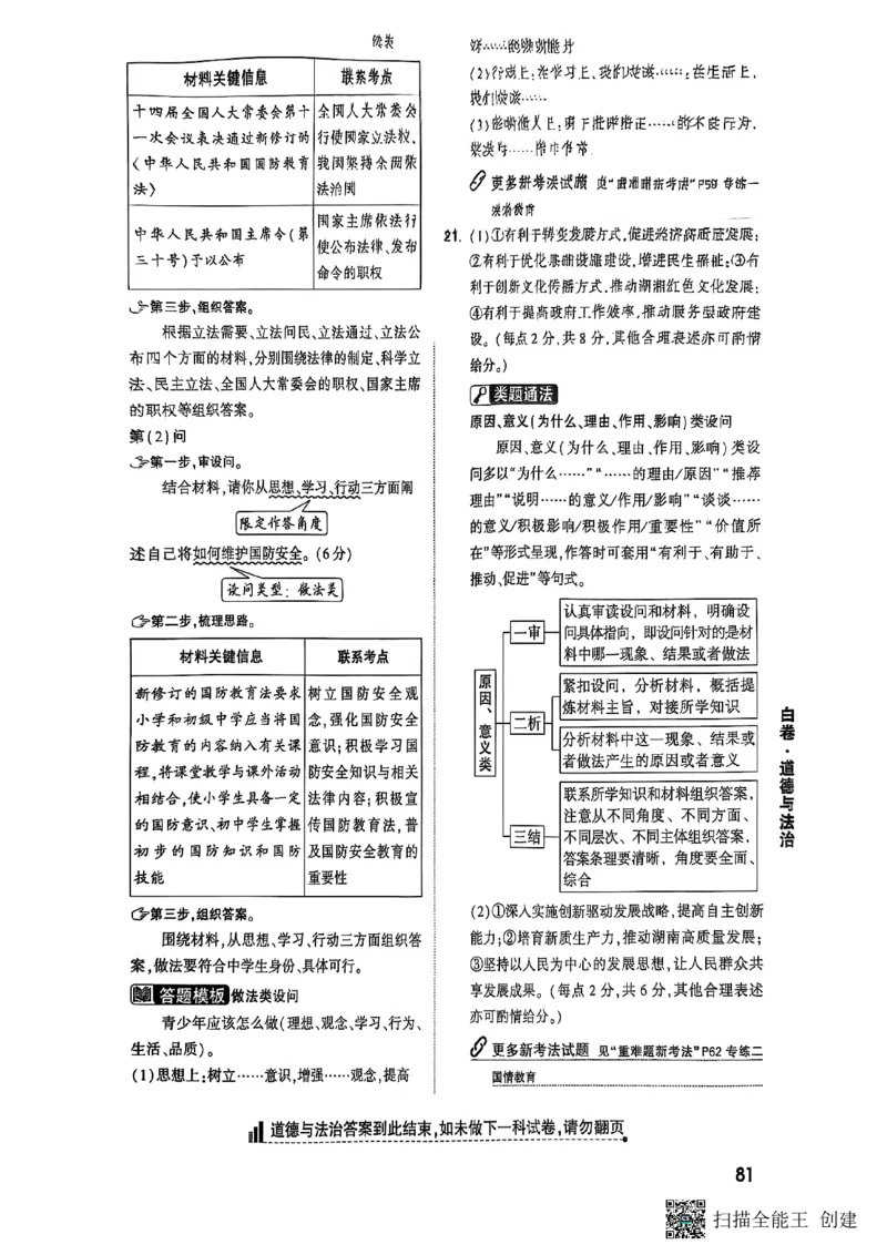 答案_初中资料合集_2025《万唯中考&bull;黑白卷》多地方版（更30省）_2025《万唯中考&bull;黑白卷》7科全套（湖南）