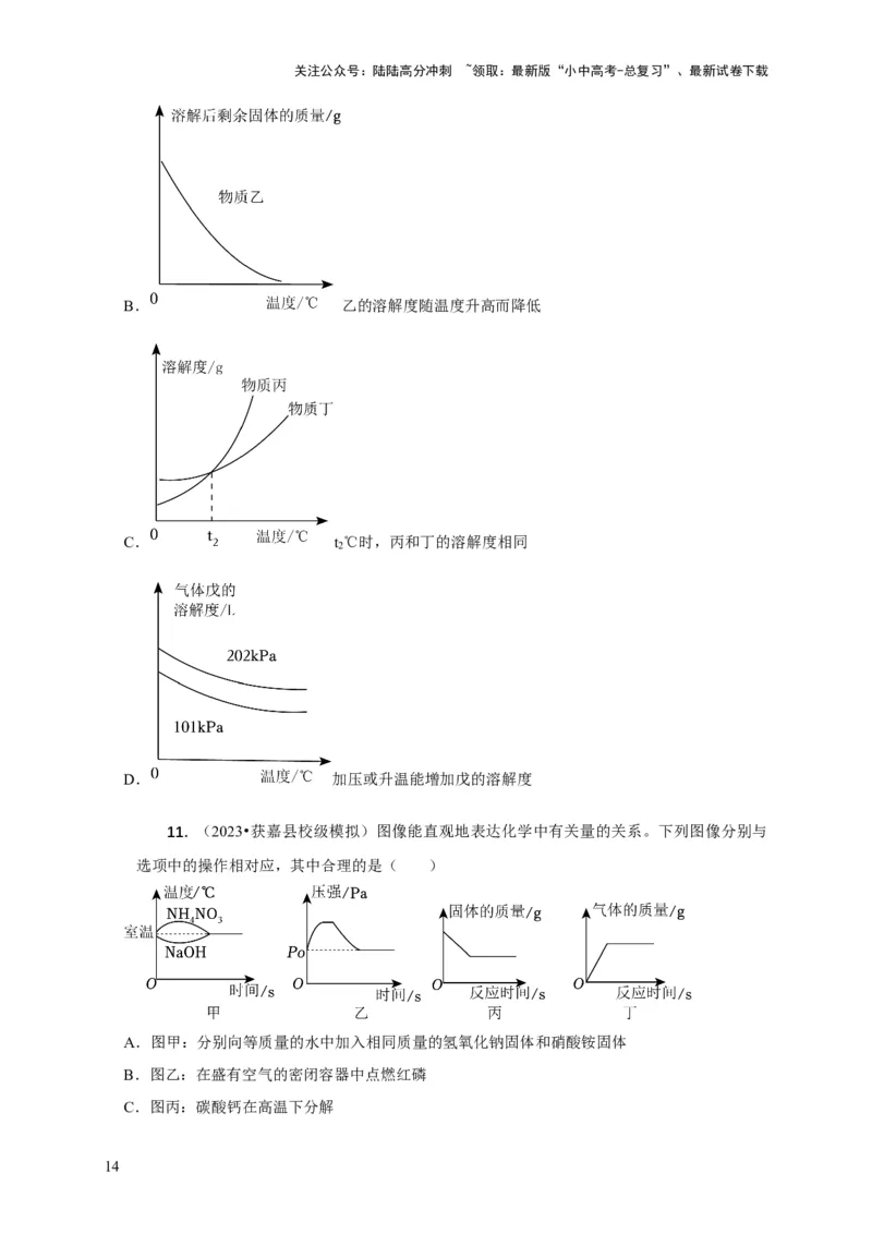 精练09坐标图像问题（原卷版）_02中考总复习（2026版更新中）_05-化学-中考总复习_2024年中考复习资料_二轮复习资料_2024年中考化学二轮题型突破限时精练