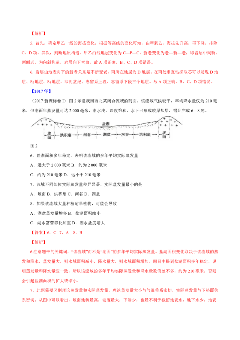 专题05地表形态的塑造（解析版）_9.2025地理总复习_2023年新高考复习资料_专项复习_十年高考真题地理分项解析_十年高考真题地理分项解析（第1-6专题）