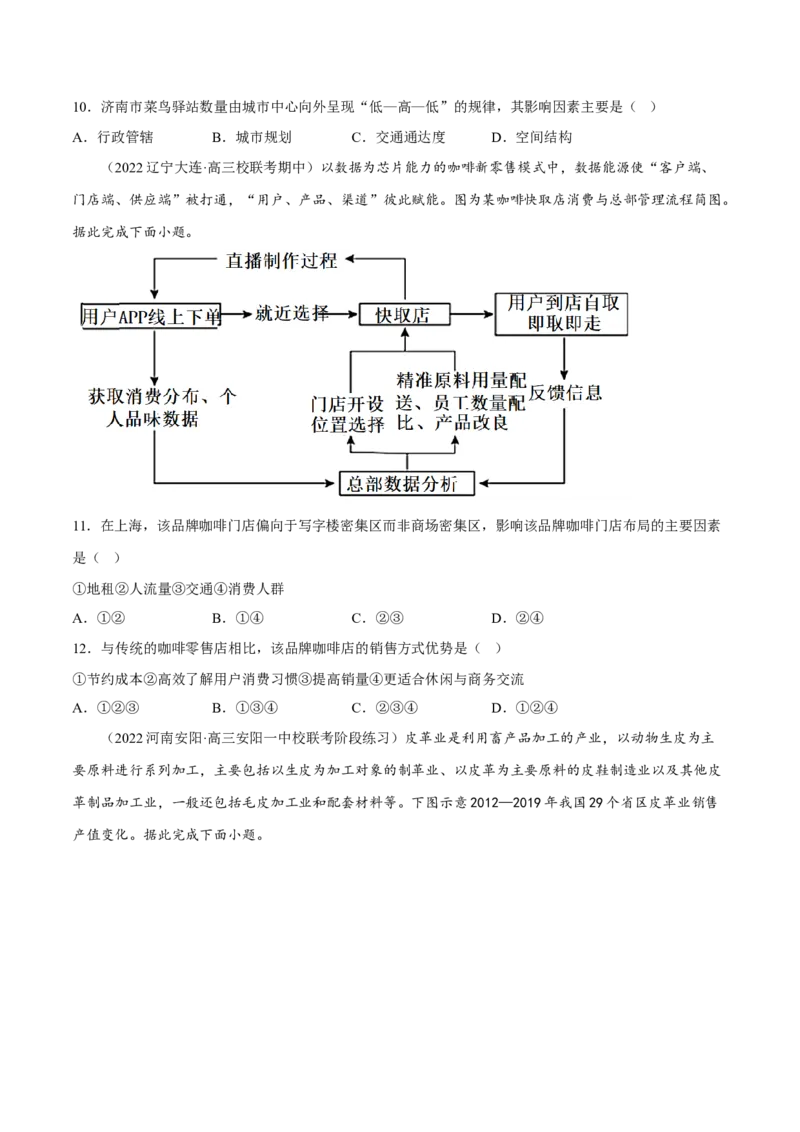 专题06区域产业的创新发展（分层训练）-高频考点解密2023年高考地理二轮专题复习课件+讲义+分层训练（新高考专用）（原卷版）_9.2025地理总复习_2023年新高考复习资料_二轮复习
