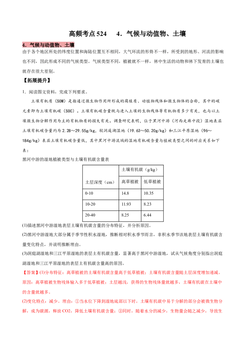 地理微考点：气候与动植物、土壤-2023年高考总复习地理微考点狙击与专项突破_9.2025地理总复习_2023年新高考复习资料_专项复习_备战2023年高考地理总复习微考点狙击与专项测练