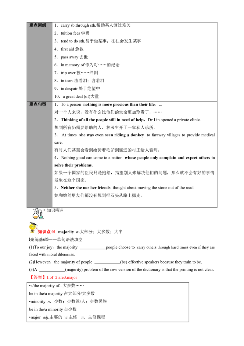 专题13.必修第3册Unit2MoralsandVirtues（教师版）---2023届高三英语总复习（人教版2019）_3.2025英语总复习_2023年新高考资料_专项复习_2023届高三英语总复习