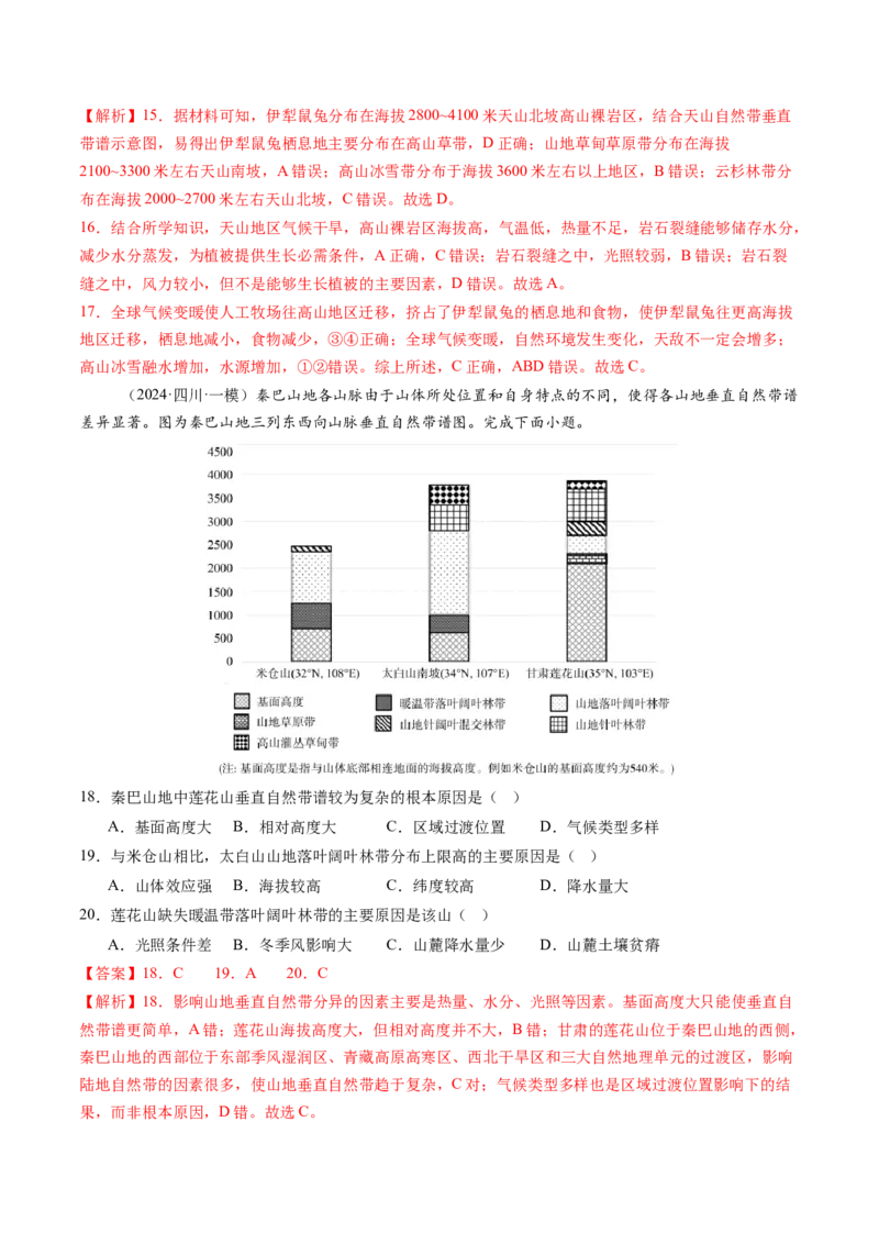 专题六自然地理环境的整体性与差异性（专题测试）（解析版）_9.2025地理总复习_2025年新高考资料_一轮复习_2025年高考地理一轮复习讲练测（新教材新高考）