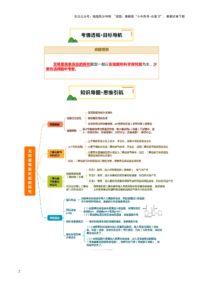 重难点突破04无明显现象反应的探究（讲义）（原卷版）_02中考总复习（2026版更新中）_05-化学-中考总复习_2025年中考复习资料_2025中考化学一轮复习讲义+课件_讲义
