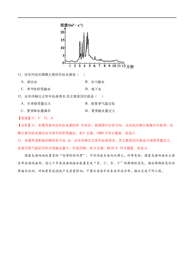 专题15水的运动-2023年高考地理一轮复习小题多维练（解析版）_9.2025地理总复习_2023年新高考复习资料_一轮复习_2023年高考地理一轮复习小题多维练（新高考专用）_水的运动