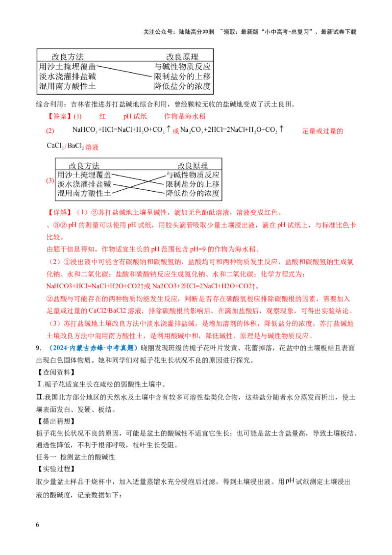 跨学科实践活动09探究土壤酸碱性对植物生长的影响（解析版）_02中考总复习（2026版更新中）_05-化学-中考总复习_2025年中考复习资料_跨学科实践备战2025年中考化学命题专项突破