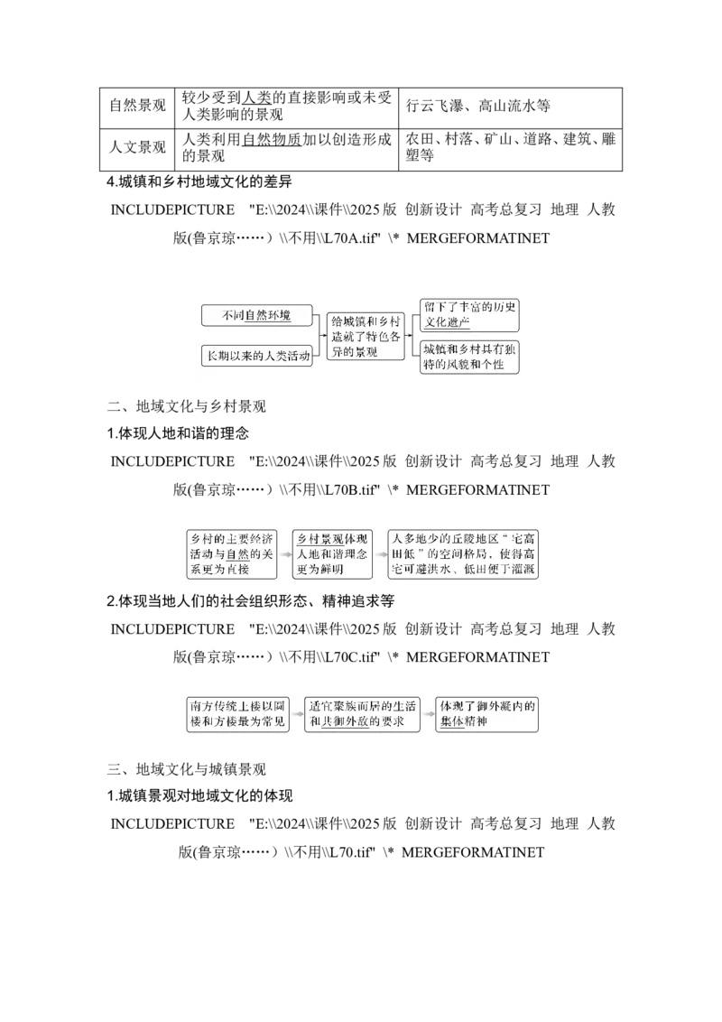2025届高中地理一轮复习讲义：第二部分人文地理第十一单元乡村和城镇第50课时　地域文化与城乡景观（教师版）_9.2025地理总复习_2025年新高考资料_一轮复习