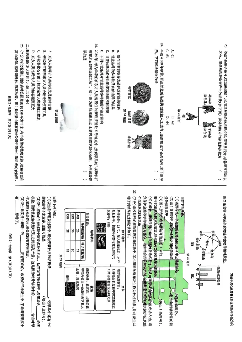 25年生物白卷2_初中资料合集_万唯2025万唯中考《黑白卷-地生》多地版本（已更12省）_2025《万唯中考&bull;黑白卷》地生（河北）
