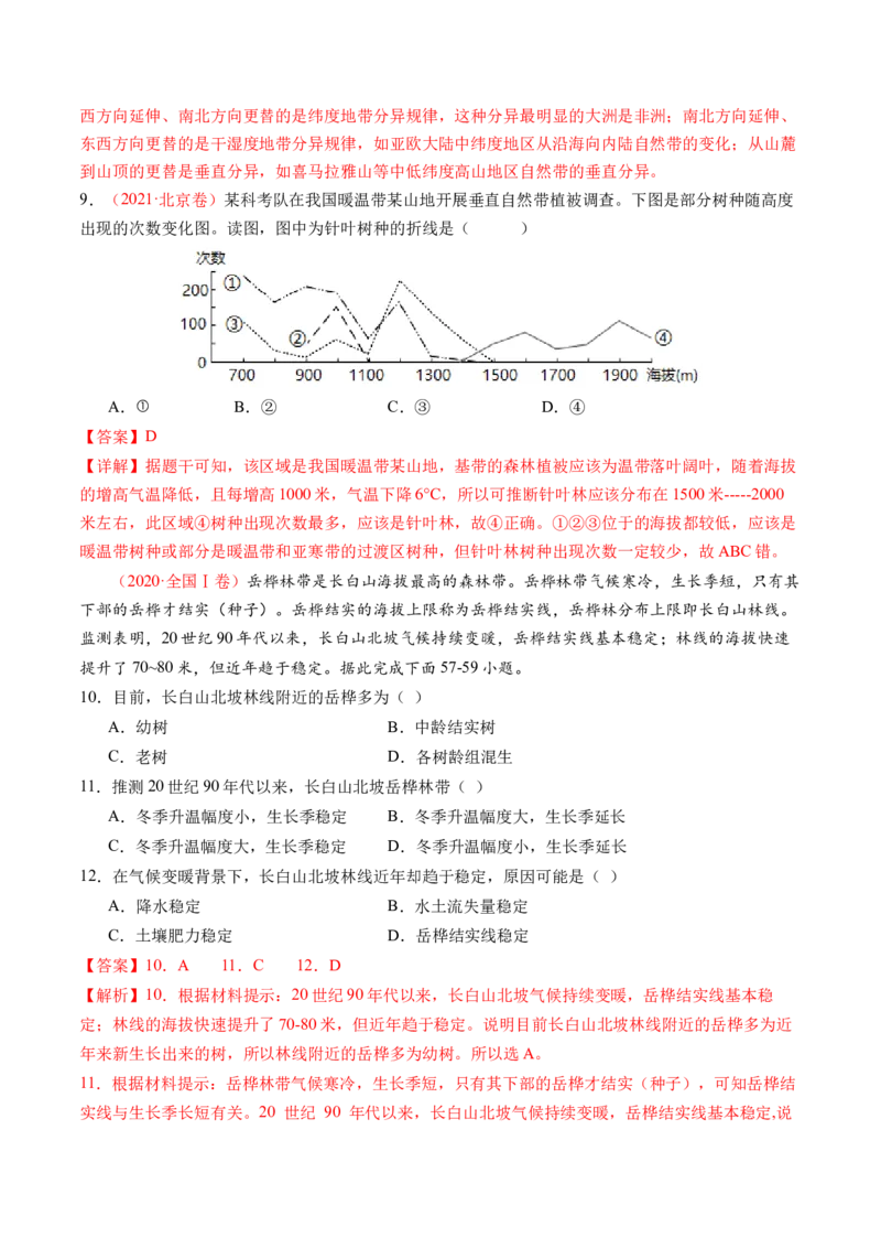 专题06自然地理环境的整体性与差异性（含生物与环境、冻土）（练习）（解析版）_9.2025地理总复习_2024年新高考资料_2.2024二轮复习_2024年高考地理二轮复习讲练测（新教材新高考）
